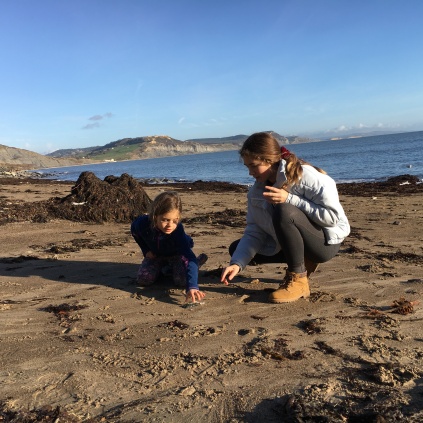 Fossil hunting on East Cliff beach